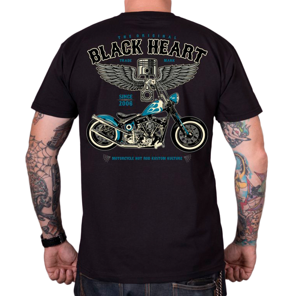 Triko BLACK HEART Blue Chopper  černá  M Black heart