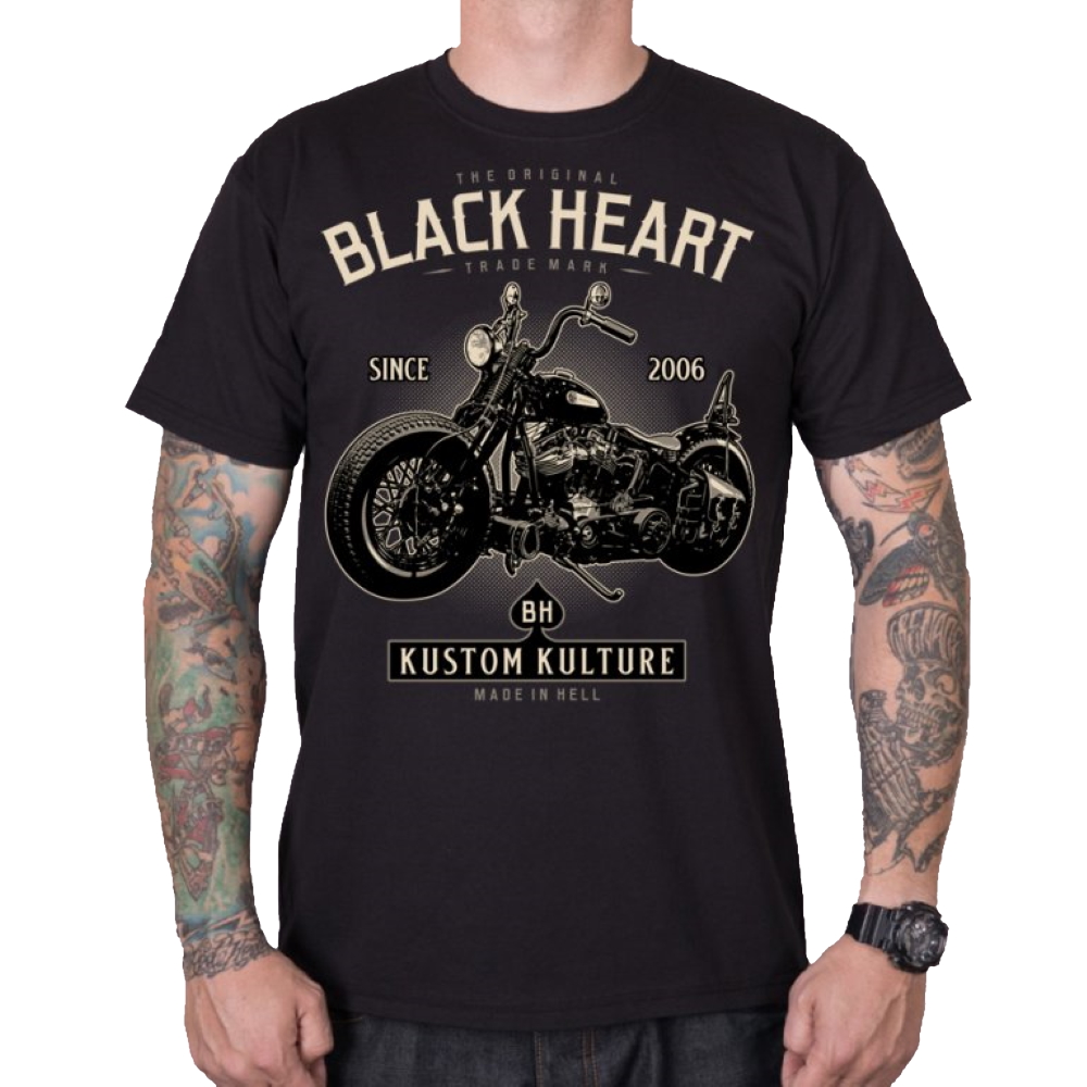 Triko BLACK HEART Motorcycle  černá  M Black heart