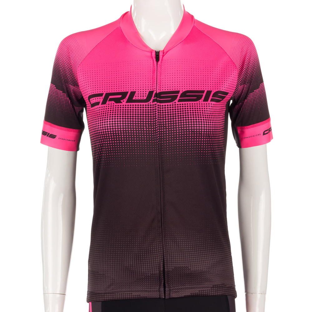 Dámský cyklistický dres s krátkým rukávem Crussis  černo-růžová Crussis