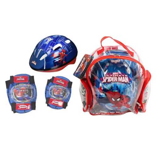 Sada chráničů a helmy Spiderman s taškou Spiderman
