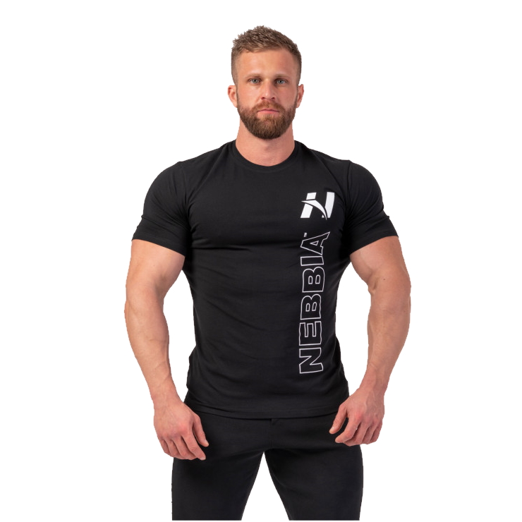 Pánské tričko Nebbia Vertical Logo 293  Black  M Nebbia