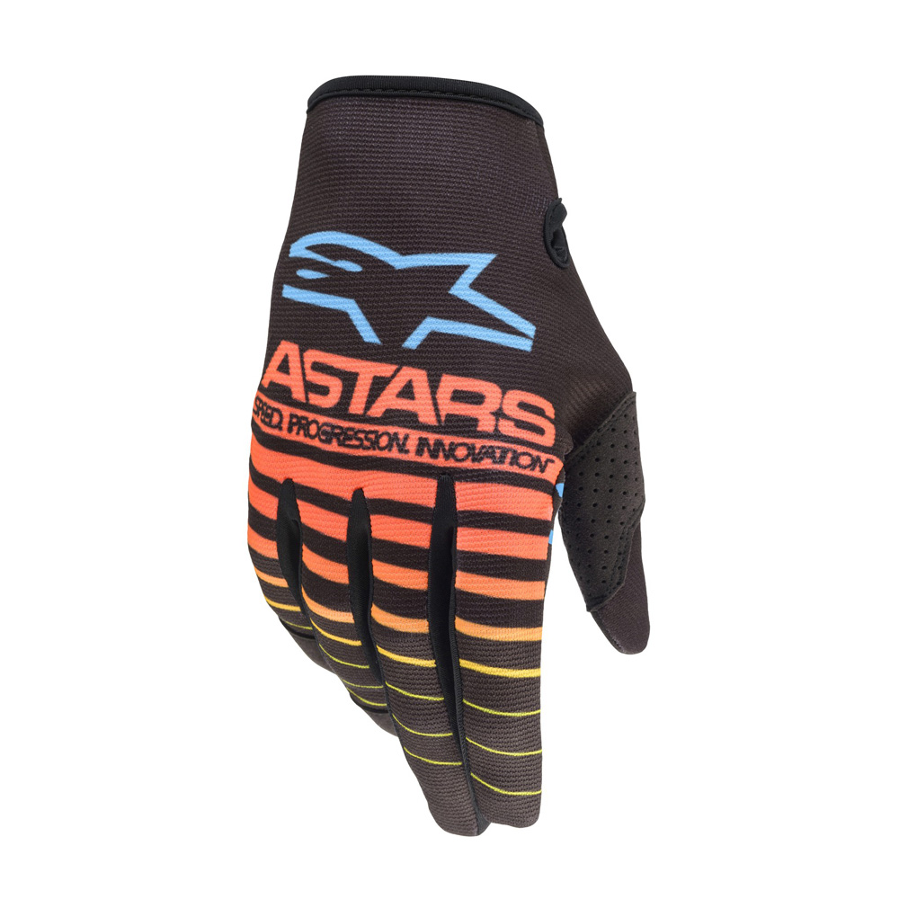 Motokrosové rukavice Alpinestars Radar černá/žlutá fluo/korálová Alpinestars
