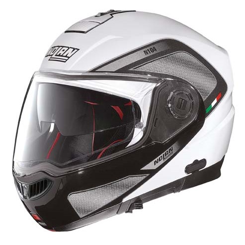 Moto helma Nolan N104 Absolute Tech N-Com  Metal White  L (59-60) Nolan