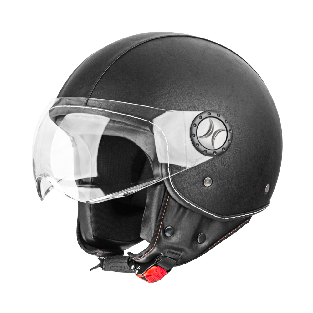 Helma na skútr W-TEC FS-701LB Leather Black  černá  S (55-56) W-tec