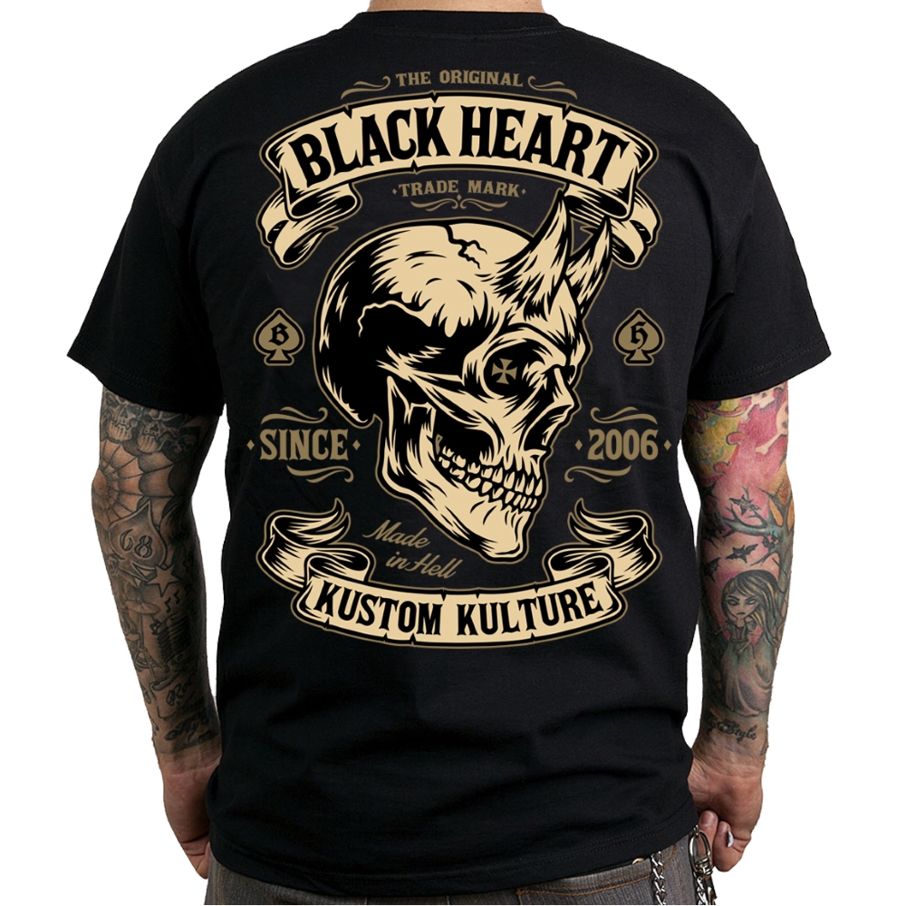 Triko BLACK HEART Devil Skull  černá  M Black heart