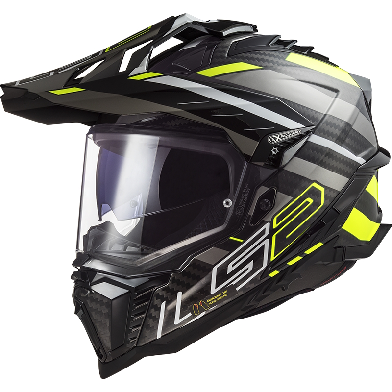 Enduro helma LS2 MX701 Explorer C Edge Gloss Black H-V Yellow Ls2