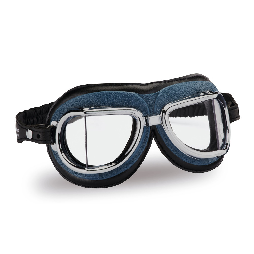Vintage moto brýle Climax 513 modré/chromový rámeček/čirá skla Climax