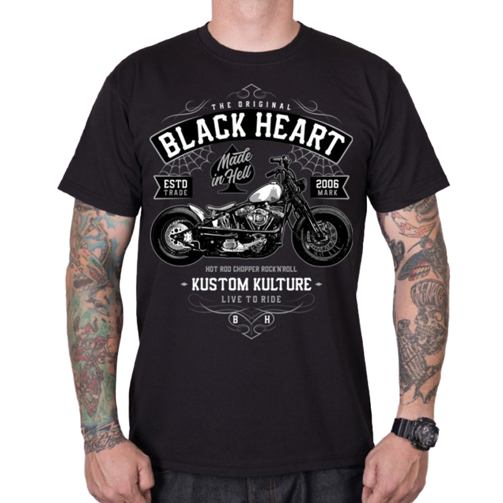 Triko BLACK HEART Moto Kult  černá  M Black heart