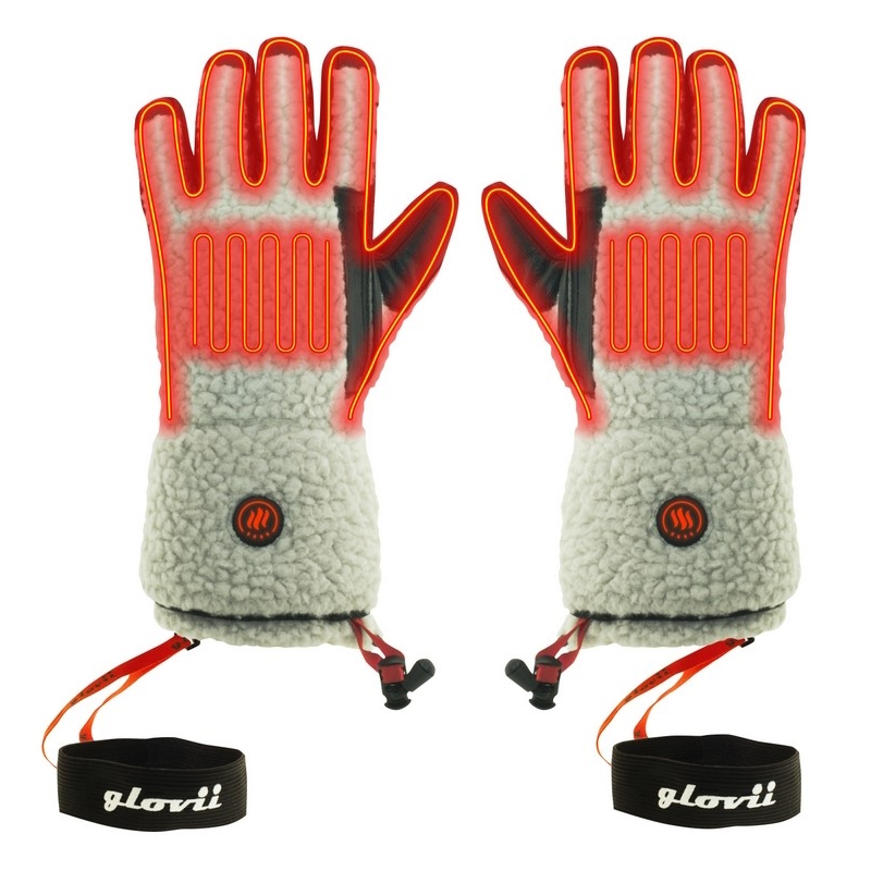 Vyhřívané rukavice ve stylu shearling Glovii GS3  béžovo-černá  S Glovii
